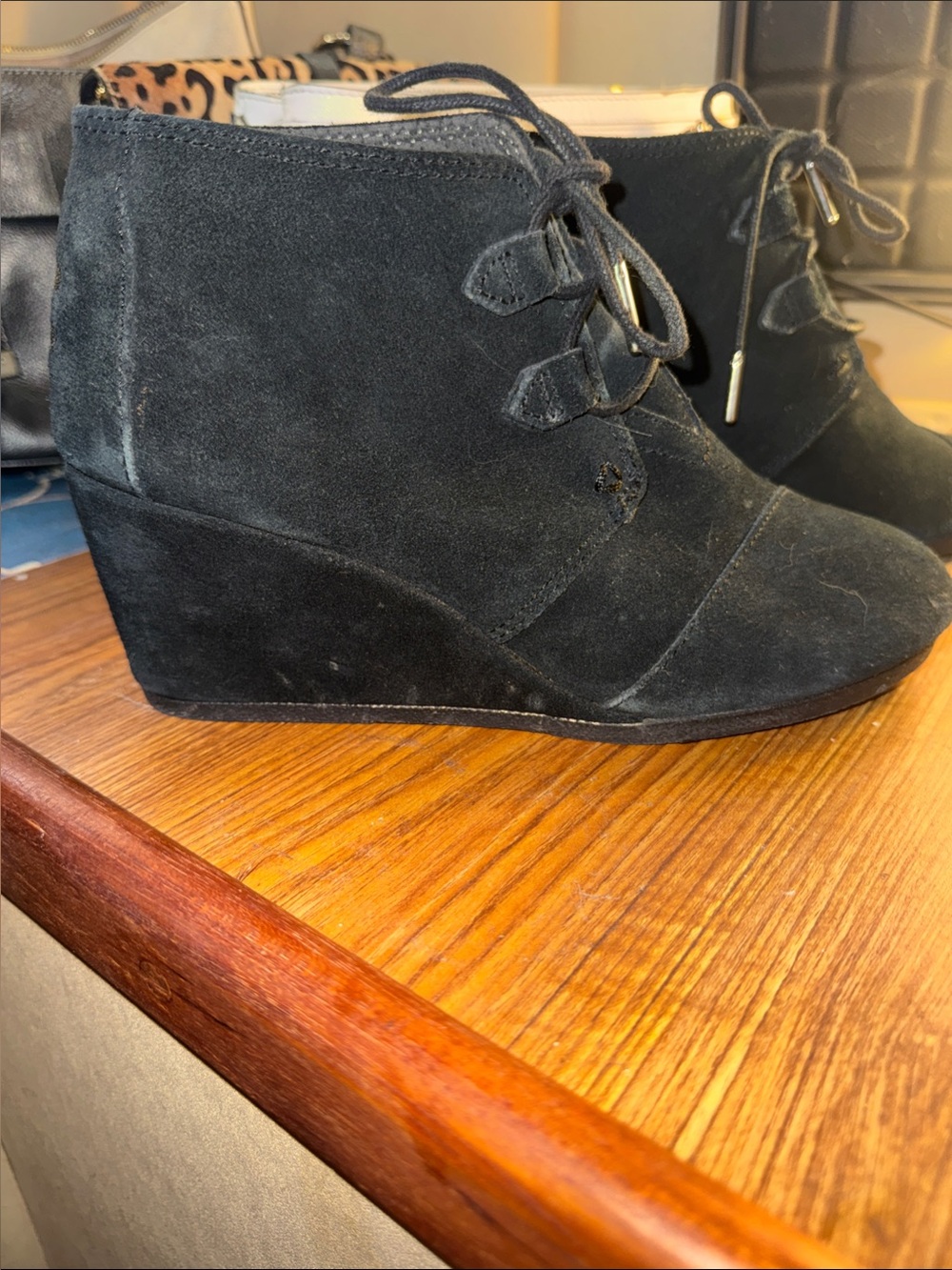 TOMS Black Suede Ankle Booties 8.5